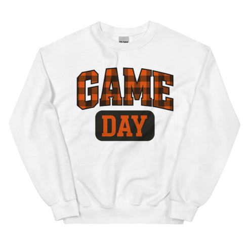 Game Day Orange Plaid Football Sweatshirt