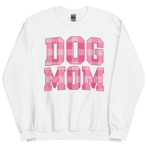 Pink Dog Mom Plaid Crewneck