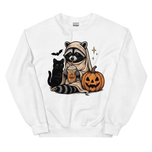Halloween Fall Coffee Racoon Crewneck