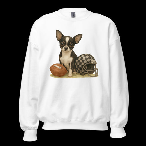 Chihuahua Black and White Football Sweatshirt