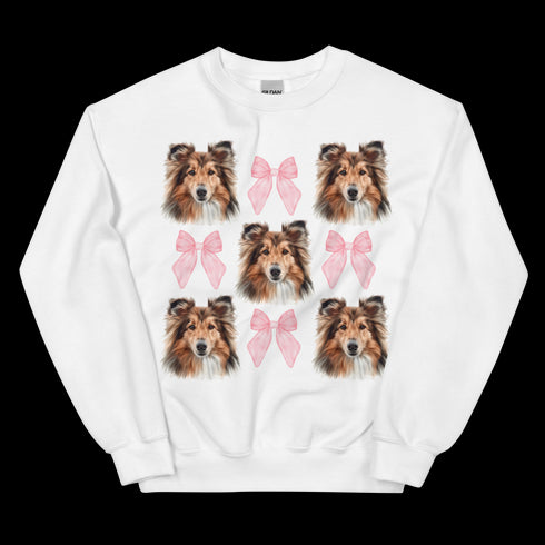 Sheltie With Pink Bows Dog Sweatshirt