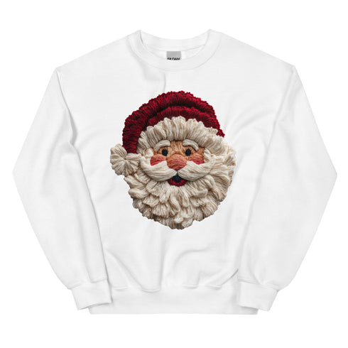 Faux Crochet Yarn Jolly Santa Sweatshirt