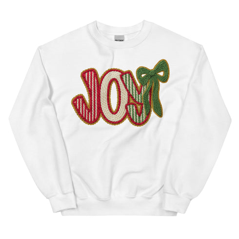 Joy Faux Crochet Christmas Crewneck
