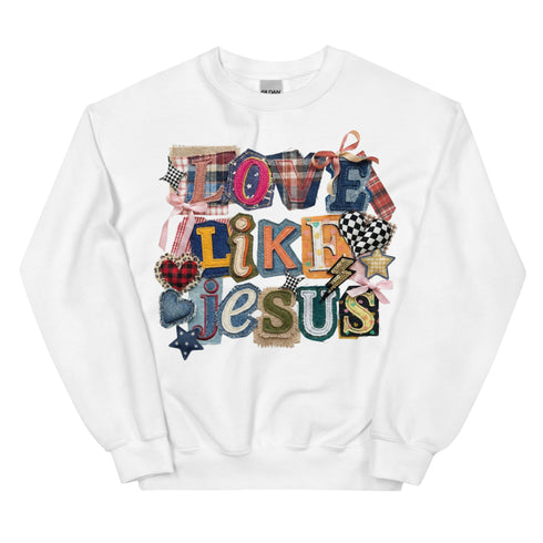Love Like Jesus Faux Quilt Crewneck