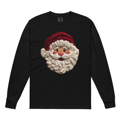 Faux Crochet Yarn Jolly Santa Comfort Colors Long Sleeve