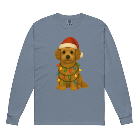 Christmas Golden Doodle Long sleeve Comfort Colors Shirt