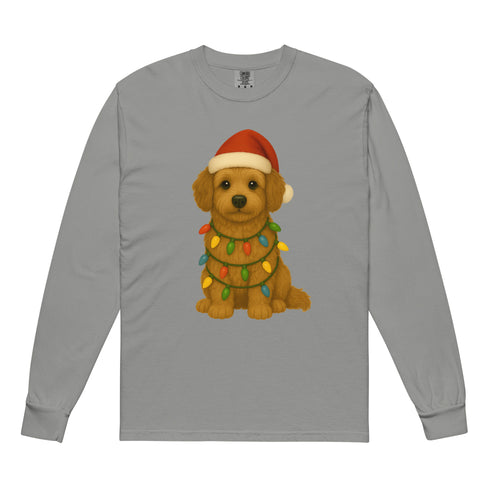 Christmas Golden Doodle Long sleeve Comfort Colors Shirt