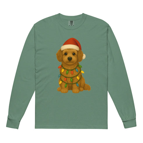 Christmas Golden Doodle Long sleeve Comfort Colors Shirt