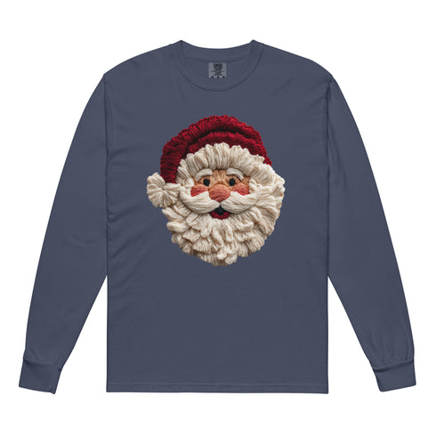 Faux Crochet Yarn Jolly Santa Comfort Colors Long Sleeve