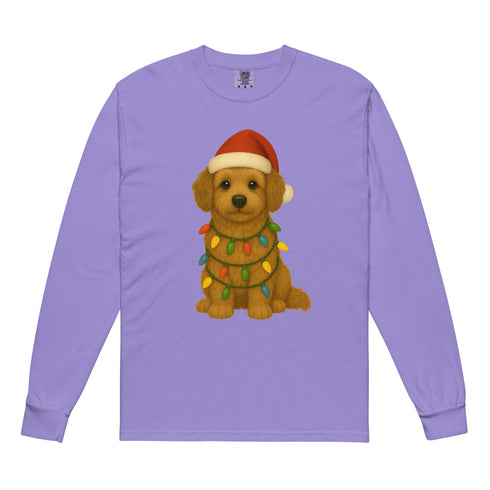 Christmas Golden Doodle Long sleeve Comfort Colors Shirt