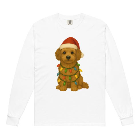 Christmas Golden Doodle Long sleeve Comfort Colors Shirt
