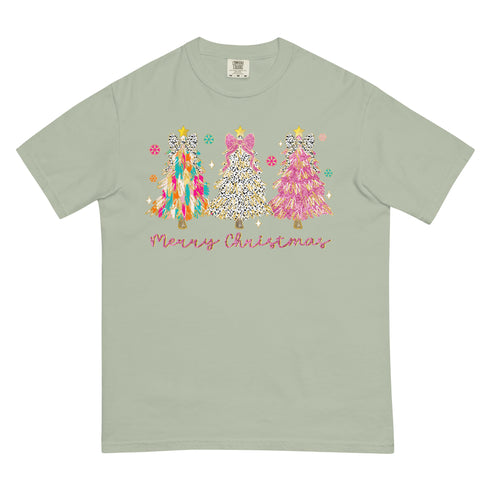 Merry Christmas Trees Retro Pink