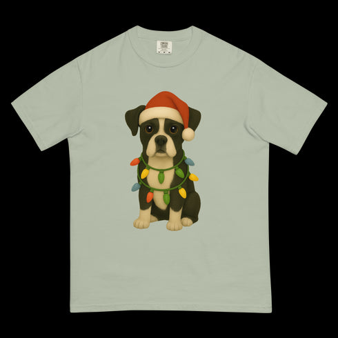 Christmas Dog Black and White Boxer Comfort Colors Shirt