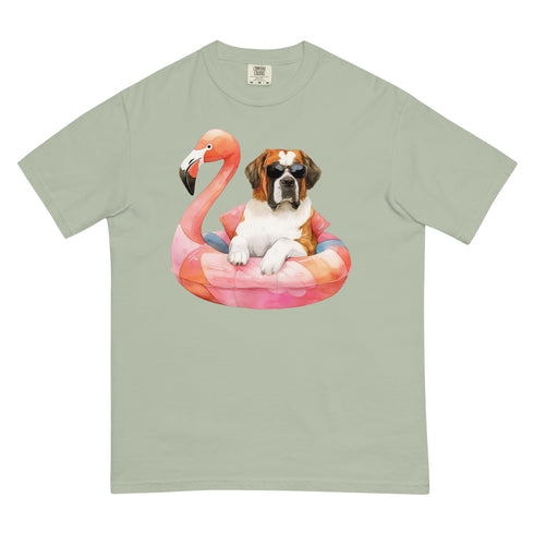 St. Bernard Flamingo Float Dog Shirt