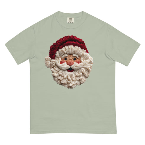 Faux Crochet Yarn Jolly Santa Comfort Colors Shirt