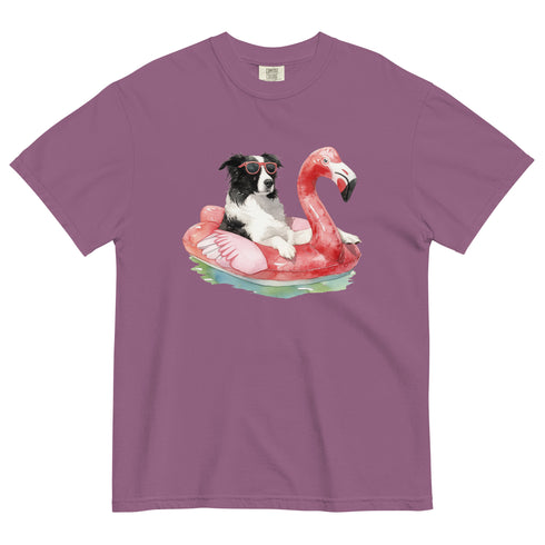Border Collie Flamingo Float Dog Shirt
