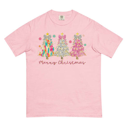 Merry Christmas Trees Retro Pink