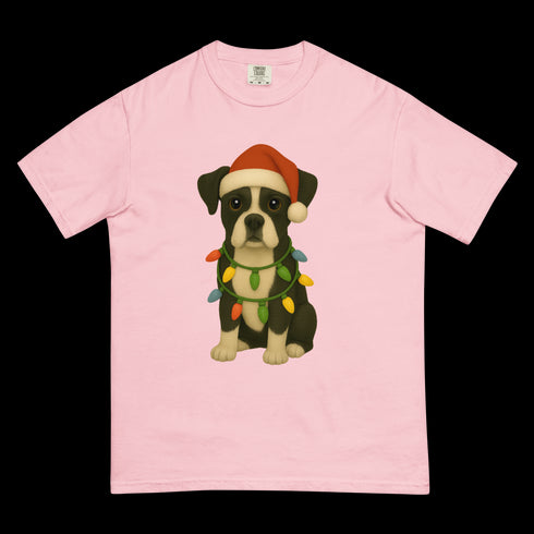 Christmas Dog Black and White Boxer Comfort Colors Shirt
