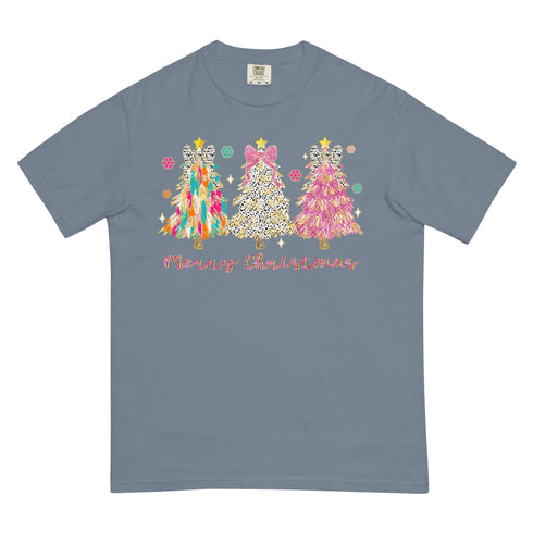 Merry Christmas Trees Retro Pink