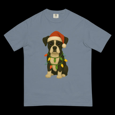 Christmas Dog Black and White Boxer Comfort Colors Shirt