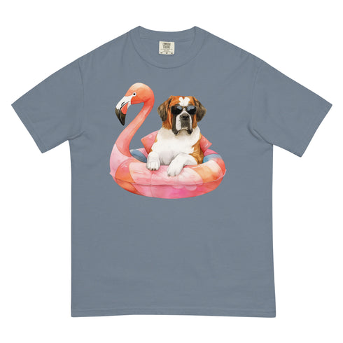 St. Bernard Flamingo Float Dog Shirt