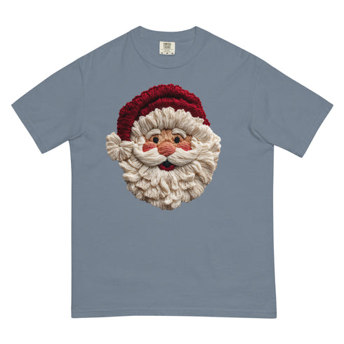 Faux Crochet Yarn Jolly Santa Comfort Colors Shirt