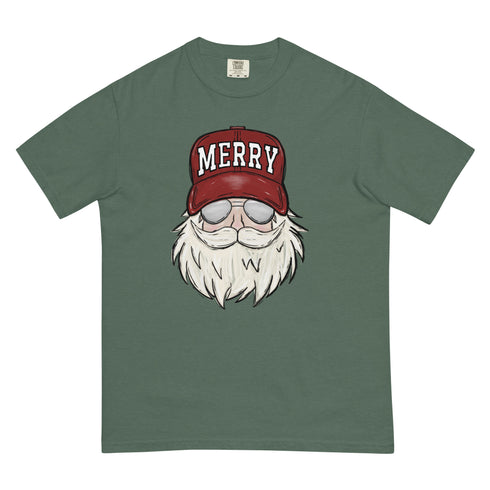 Santa Claus Merry Trucker Hat Comfort Colors Shirt