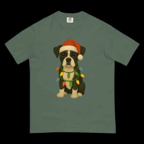 Christmas Dog Black and White Boxer Comfort Colors Shirt