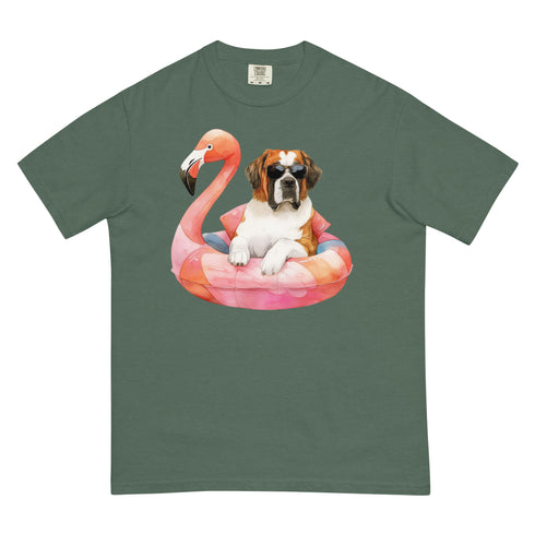 St. Bernard Flamingo Float Dog Shirt