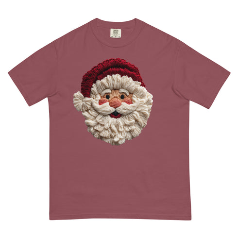 Faux Crochet Yarn Jolly Santa Comfort Colors Shirt
