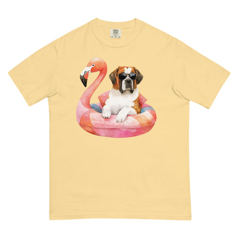 St. Bernard Flamingo Float Dog Shirt