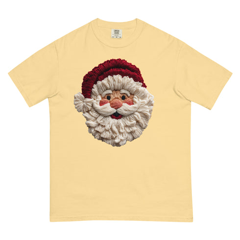 Faux Crochet Yarn Jolly Santa Comfort Colors Shirt