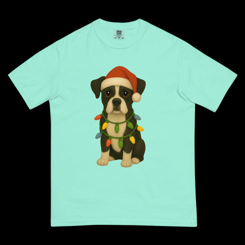 Christmas Dog Black and White Boxer Comfort Colors Shirt