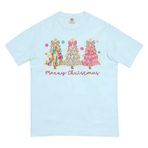 Merry Christmas Trees Retro Pink