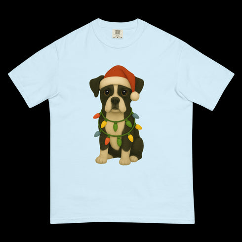 Christmas Dog Black and White Boxer Comfort Colors Shirt