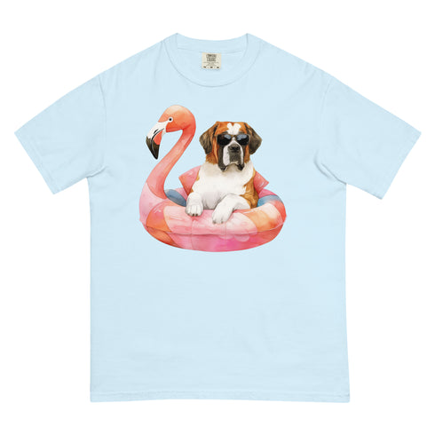 St. Bernard Flamingo Float Dog Shirt
