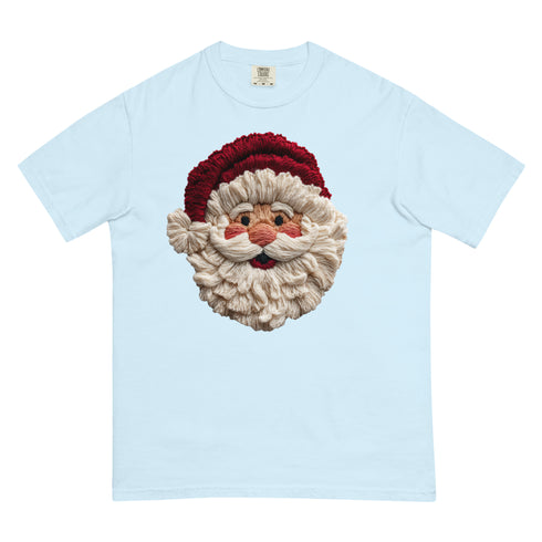 Faux Crochet Yarn Jolly Santa Comfort Colors Shirt