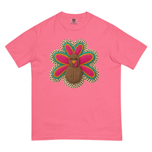 Faux Crochet Thanksgiving Turkey Comfort Colors Shirt