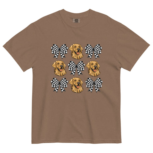Checkered Bows & Golden Retriever Shirt