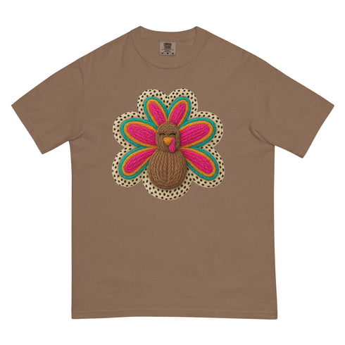 Faux Crochet Thanksgiving Turkey Comfort Colors Shirt