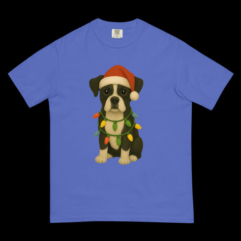 Christmas Dog Black and White Boxer Comfort Colors Shirt