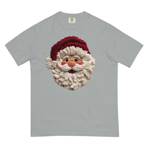 Faux Crochet Yarn Jolly Santa Comfort Colors Shirt