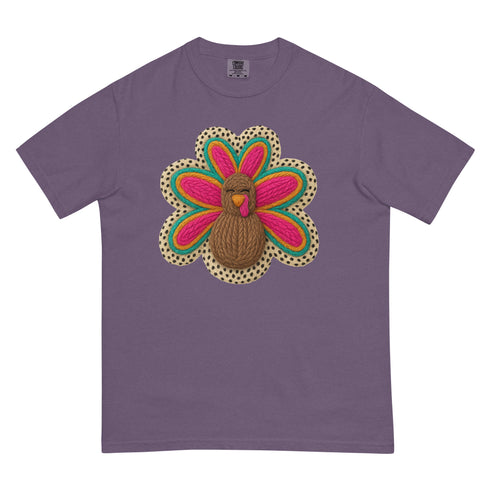 Faux Crochet Thanksgiving Turkey Comfort Colors Shirt