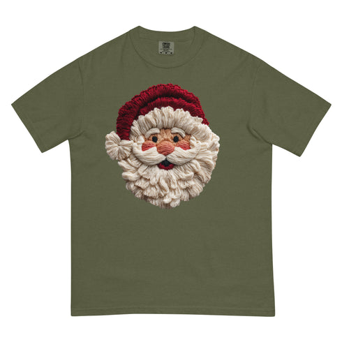Faux Crochet Yarn Jolly Santa Comfort Colors Shirt