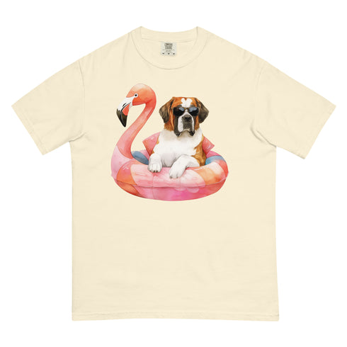 St. Bernard Flamingo Float Dog Shirt