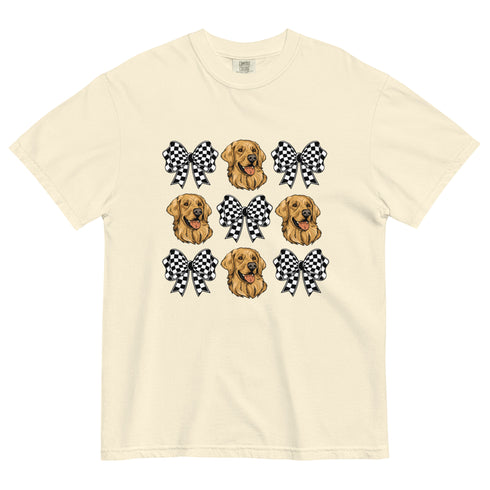 Checkered Bows & Golden Retriever Shirt