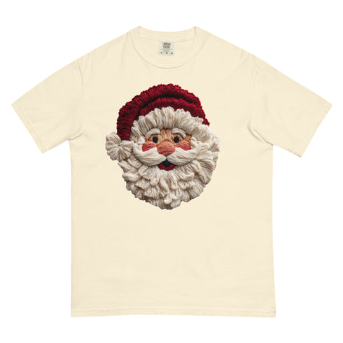 Faux Crochet Yarn Jolly Santa Comfort Colors Shirt