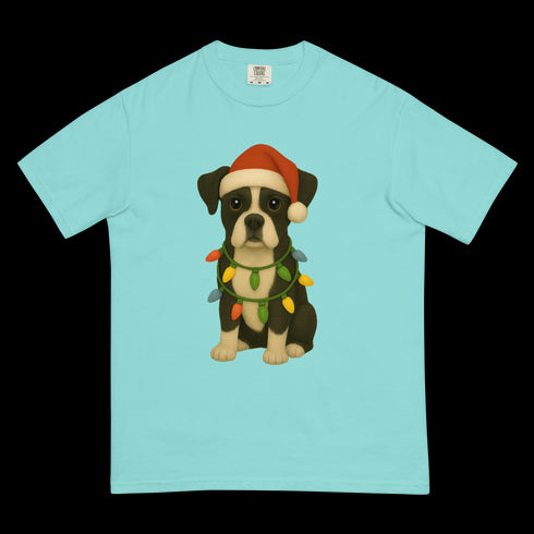Christmas Dog Black and White Boxer Comfort Colors Shirt