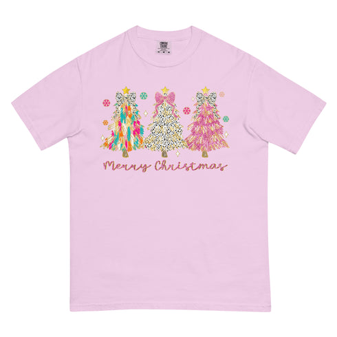 Merry Christmas Trees Retro Pink