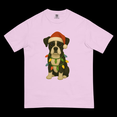 Christmas Dog Black and White Boxer Comfort Colors Shirt